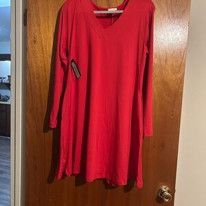 Yelete Red Long Sleeve Dress